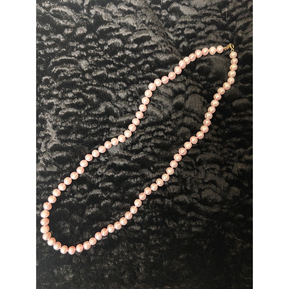 Pink Cultured Freshwater Pearl Necklace 6.5mm 17.5" JCM 10K Gold Clasp Vintage